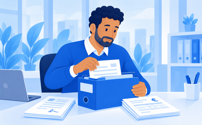 Conseiller Mon Embauche Facile organisant les contrats et documents administratifs d'un salarié porté.